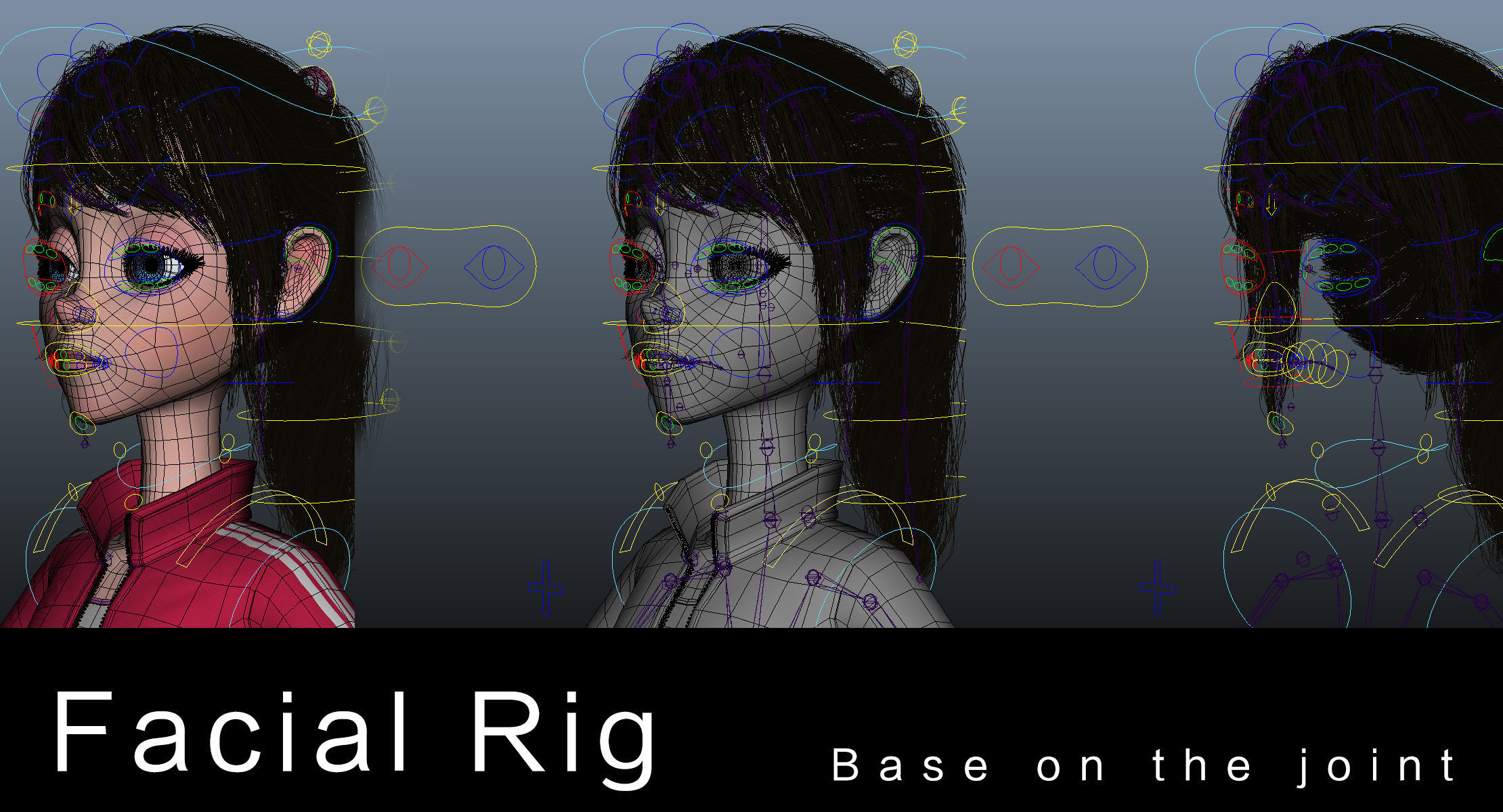 Cartoon  Moto Girl Rigged 3D model_46