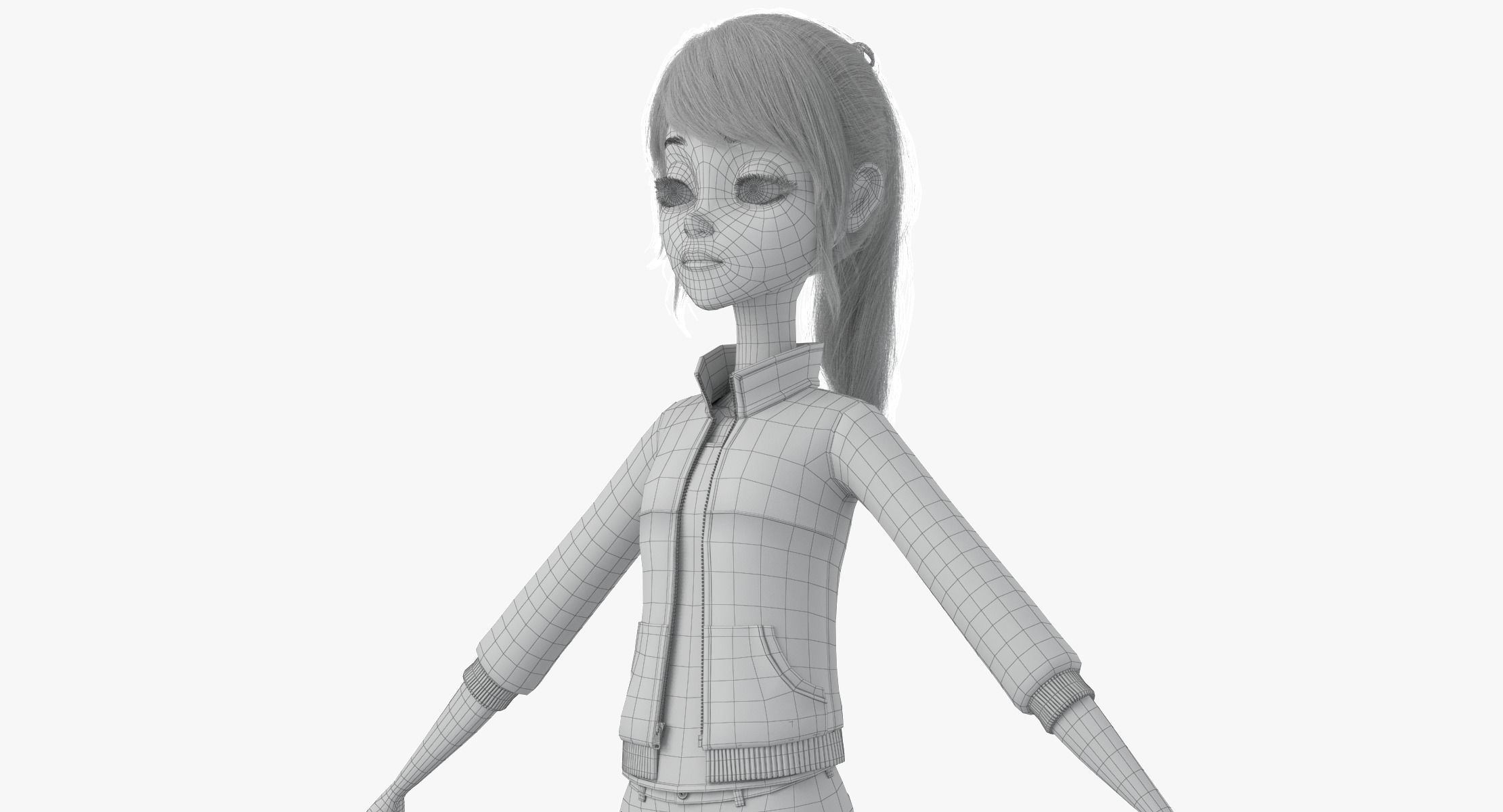 Cartoon  Moto Girl Rigged 3D model_38