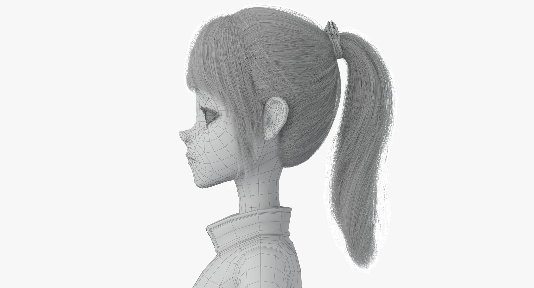 Cartoon  Moto Girl Rigged 3D model_29