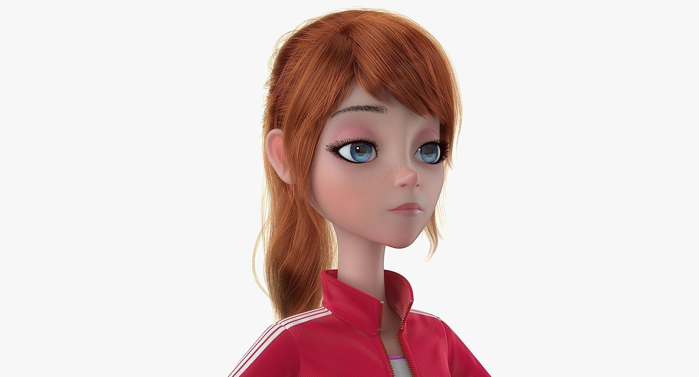 Cartoon  Moto Girl Rigged 3D model_5