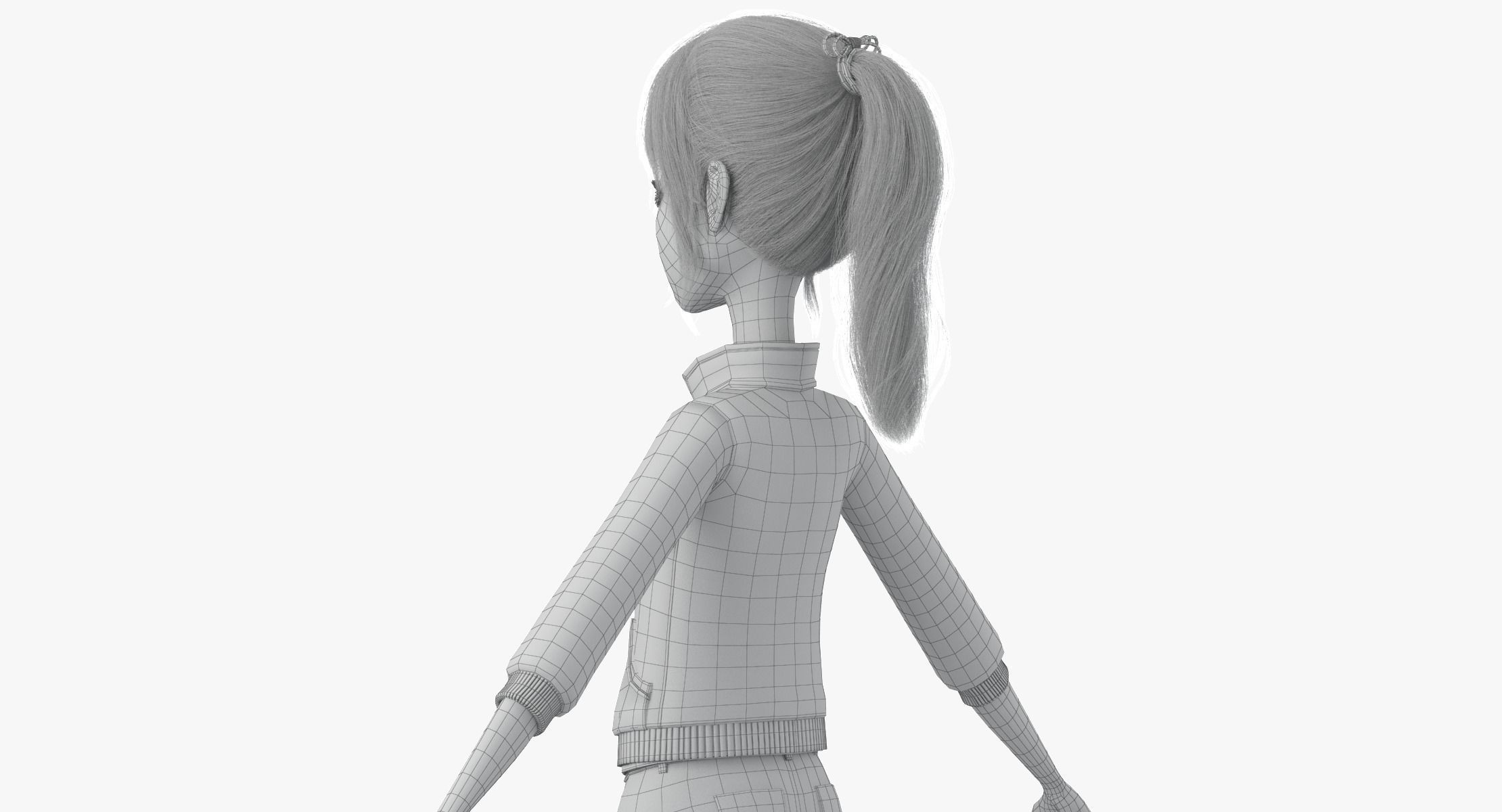 Cartoon  Moto Girl Rigged 3D model_39