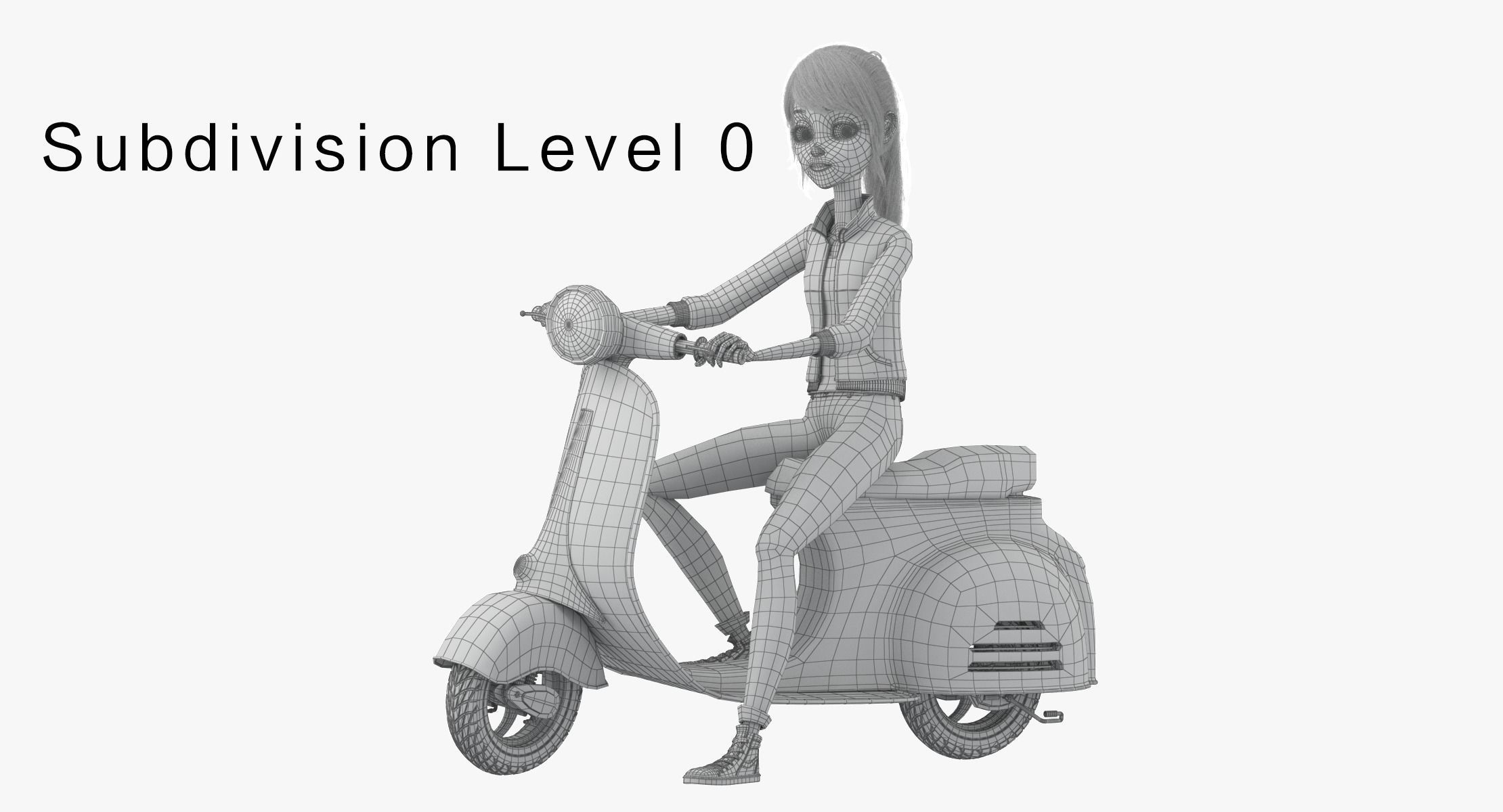 Cartoon  Moto Girl Rigged 3D model_26
