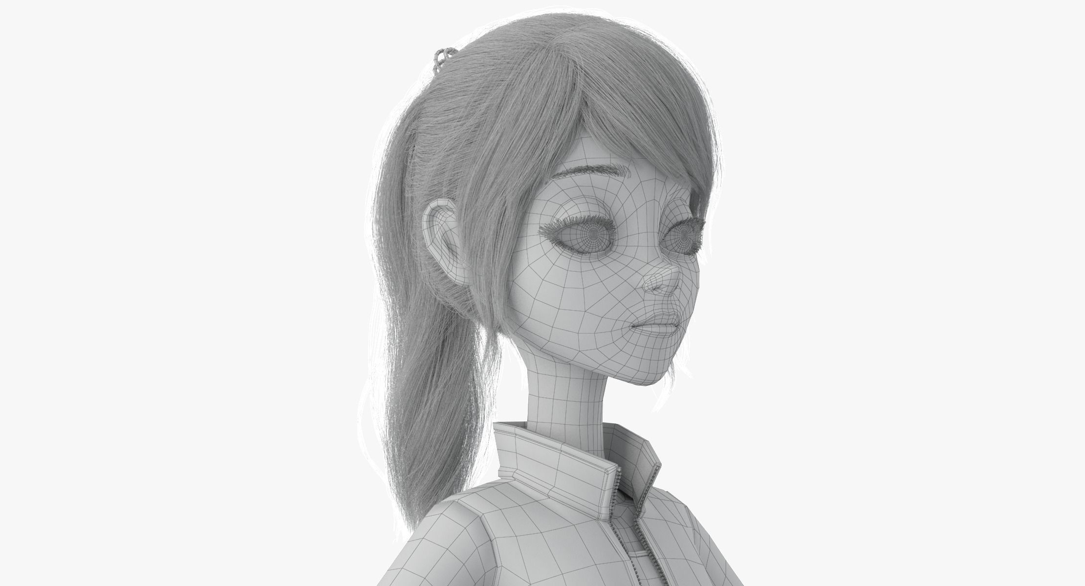 Cartoon  Moto Girl Rigged 3D model_35