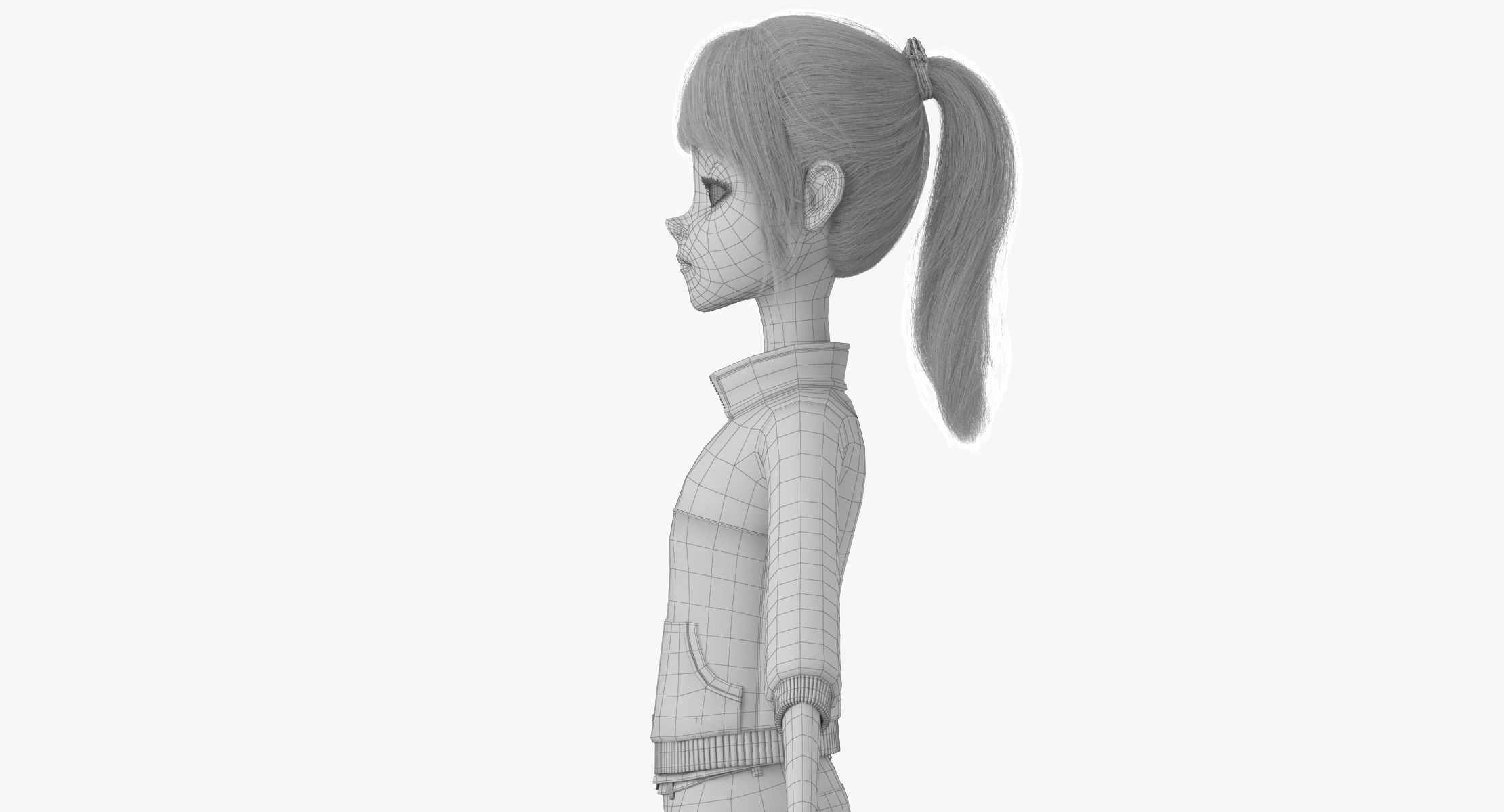 Cartoon  Moto Girl Rigged 3D model_40