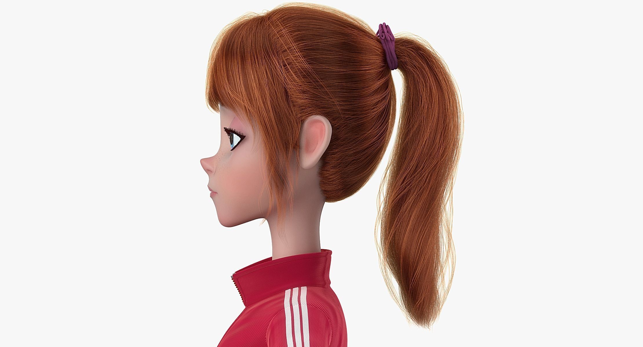 Cartoon  Moto Girl Rigged 3D model_6