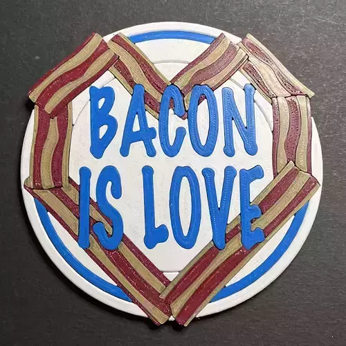 Bacon is Love Coaster 3D print model