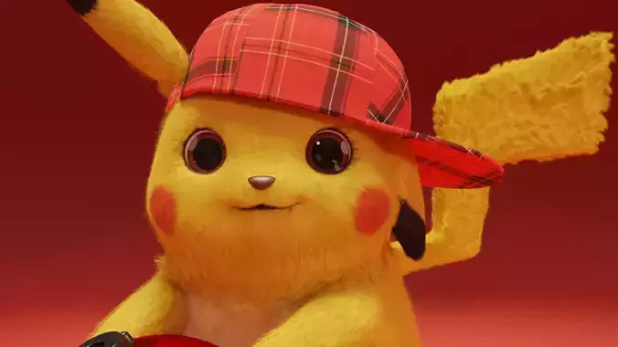 Pikachu with pokeball Low-poly 3D model