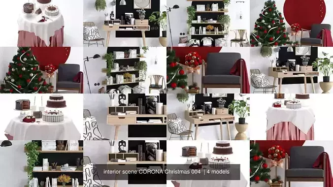 interior scene CORONA Christmas 004  3D Model Collection