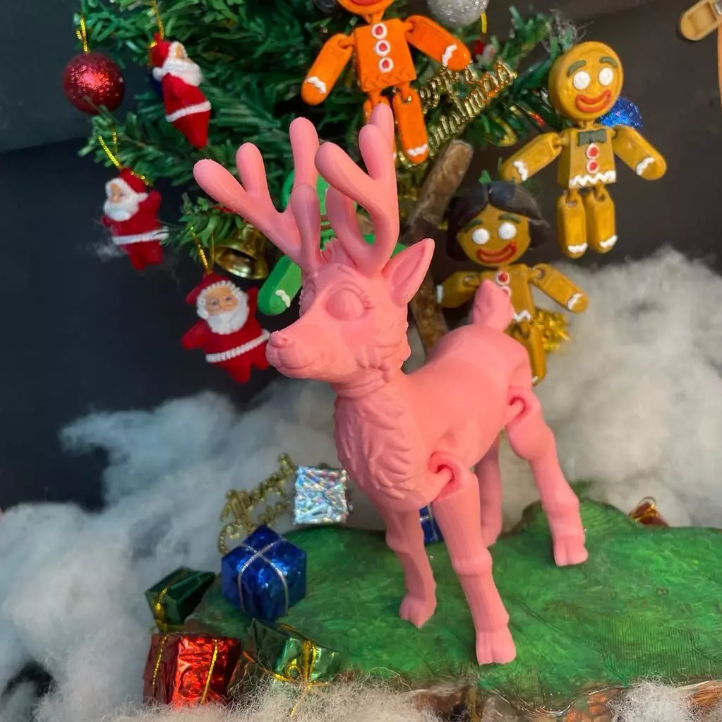 FLEXY PRINT-IN-PLACE REINDEER ARTICULATED 3D print model_0