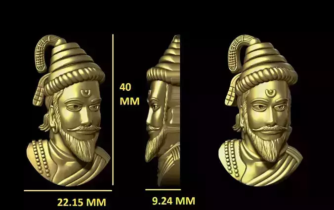Shivaji gold bust of indian god 3D print model