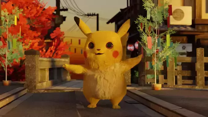 Pikachu dance Low-poly 3D model