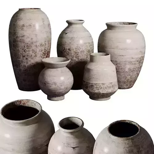 Old vase 3 material marble concrete plaster