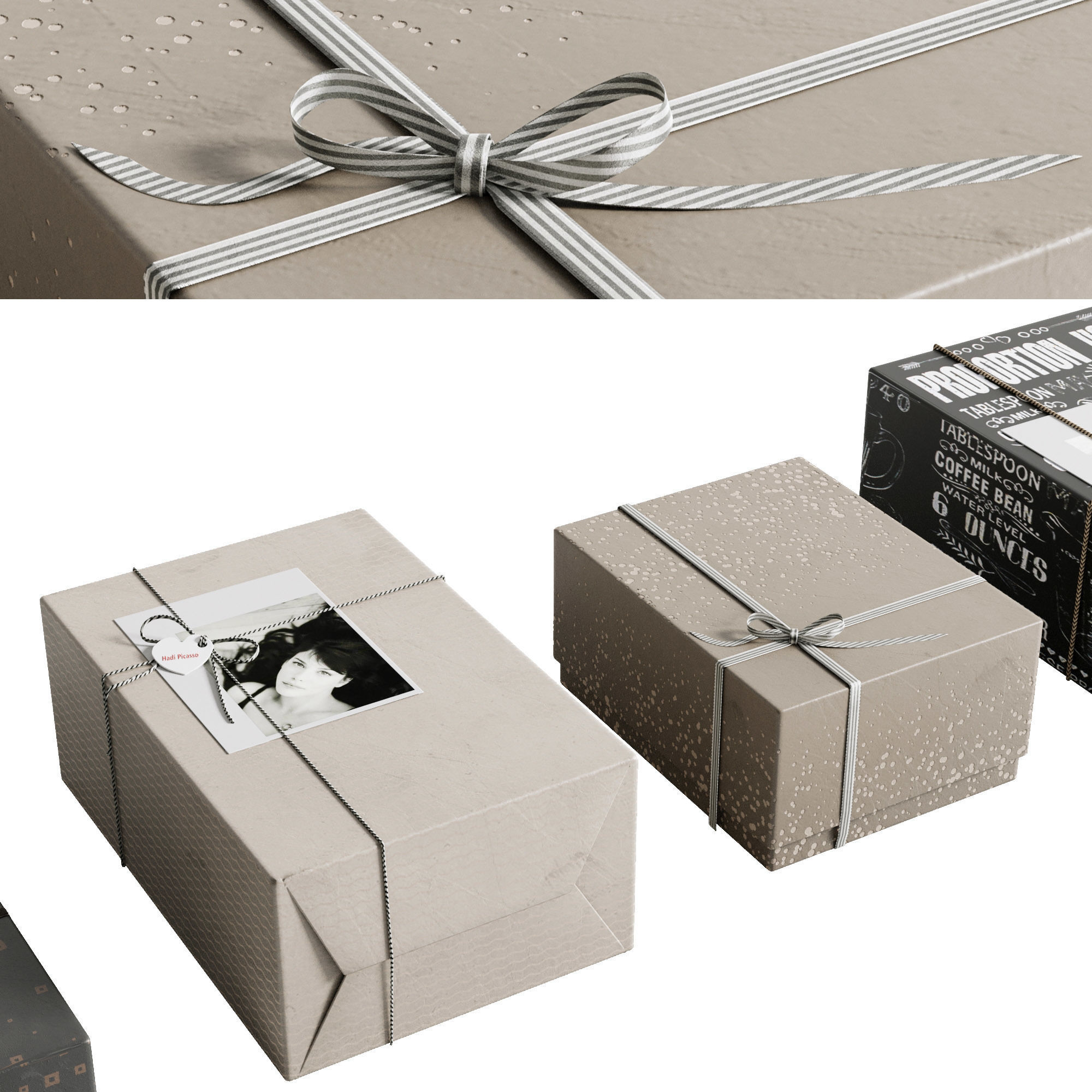 Christmas Gift Boxes and Presents set 01 Low-poly 3D model_3