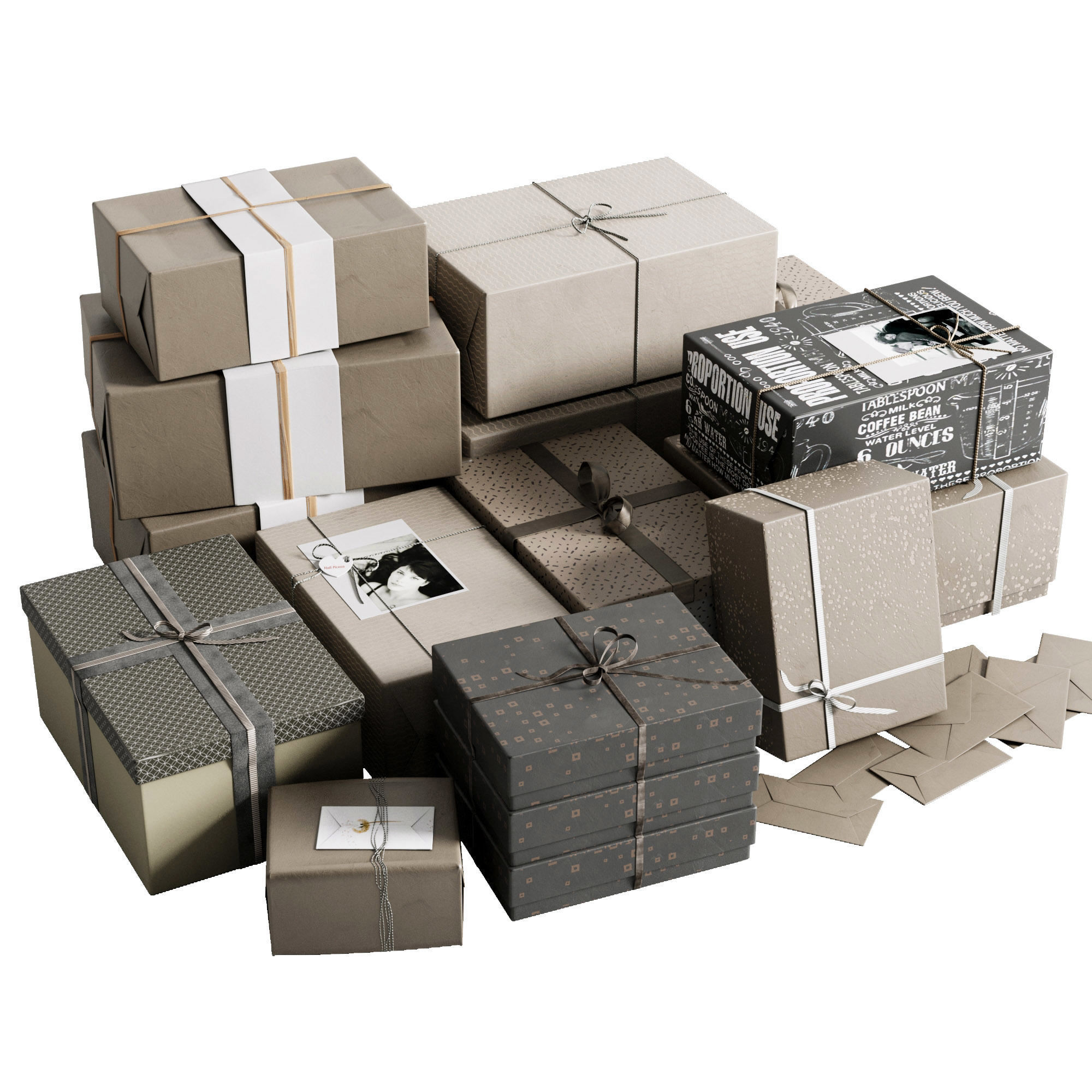 Christmas Gift Boxes and Presents set 01 Low-poly 3D model_2