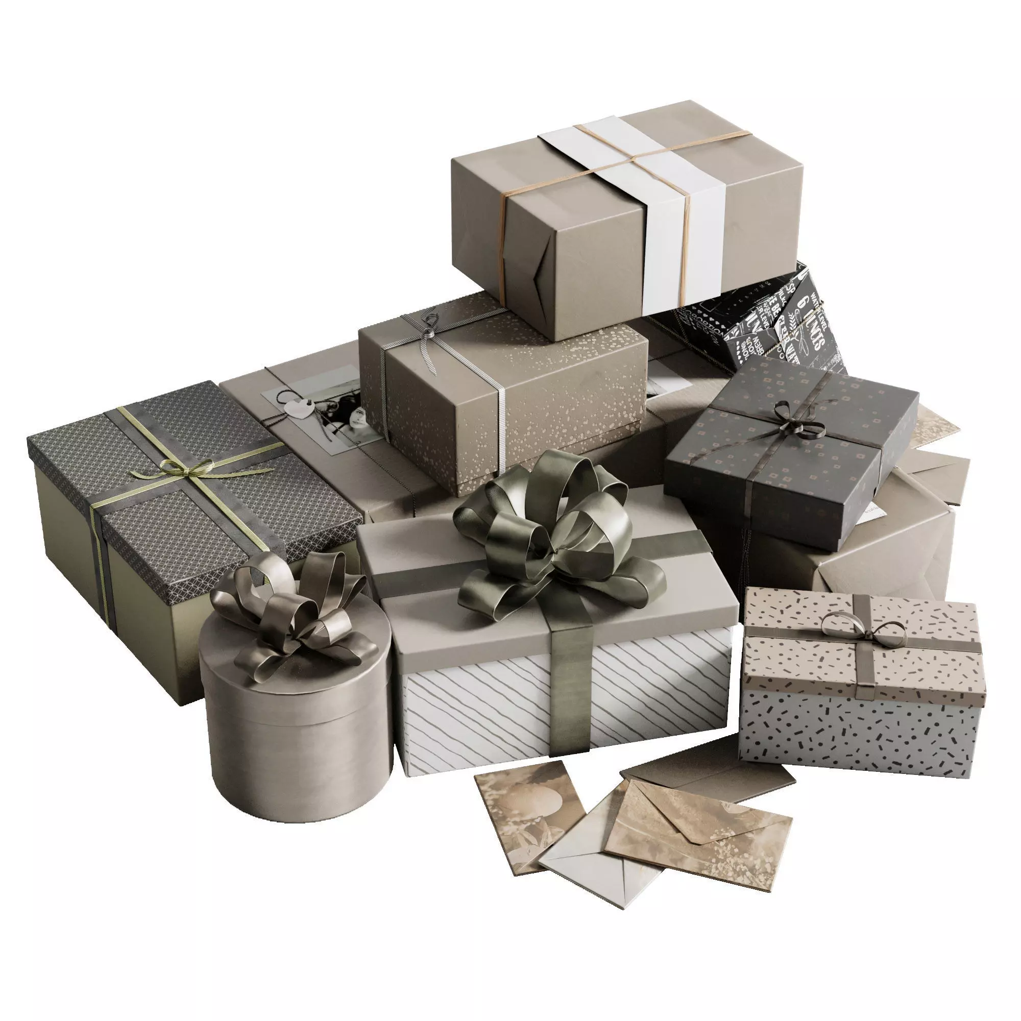 Christmas Gift Boxes and Presents set 01 Low-poly 3D model_0