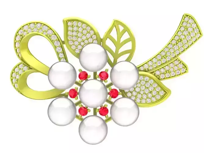 Diamond Pearl Leaf Flower Pendant 4213