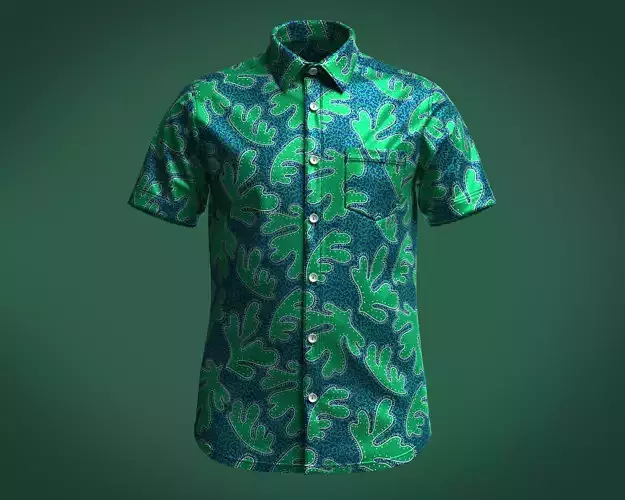 Mens Water Leaves printed Short Sleeve Shirt