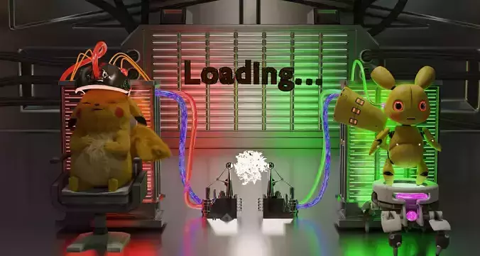 robot pikachu and pikachu Low-poly 3D model