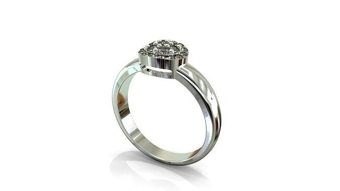YD147 engagement ring with diamond in center 3D print model
