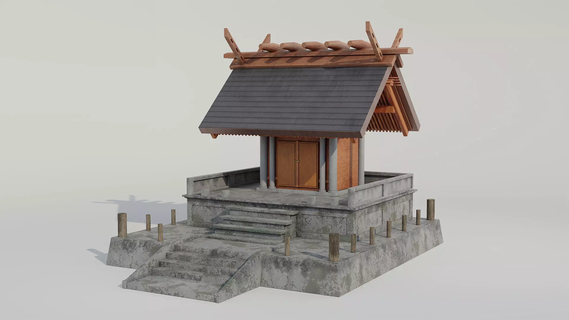 Japanese Temple - Game Ready - PBR Low-poly 3D model_0