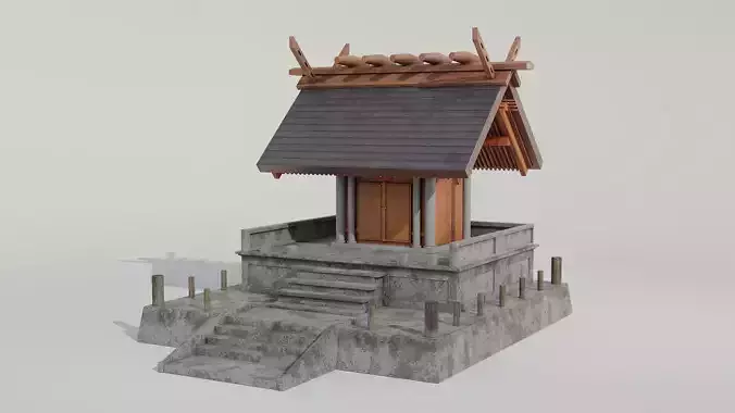 Japanese Temple - Game Ready - PBR Low-poly 3D model