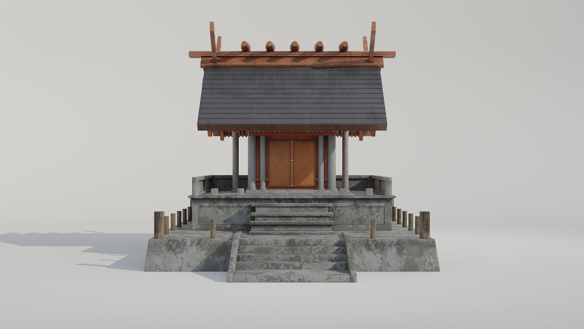 Japanese Temple - Game Ready - PBR Low-poly 3D model_1