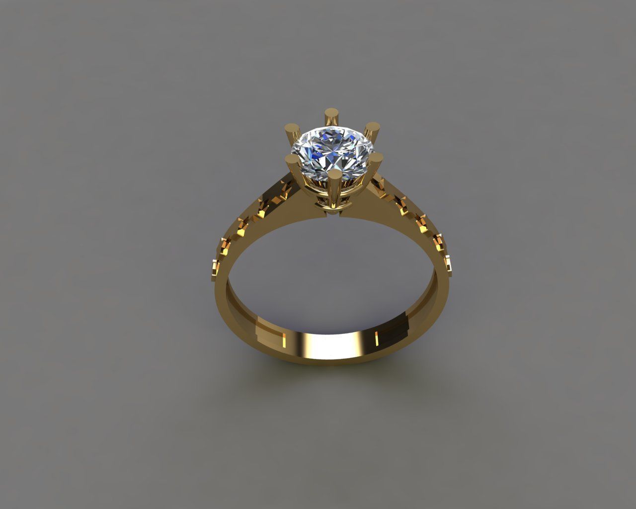 Solitaire Ring with Stars 081 Carat Diamond 3D print model_4