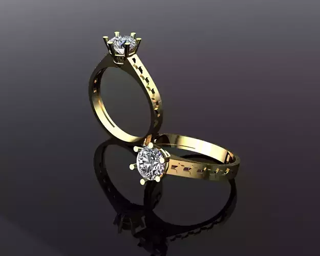 Solitaire Ring with Stars 081 Carat Diamond