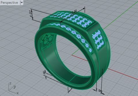3-Row French Pave Ring 3237 3D print model 3D print model_7