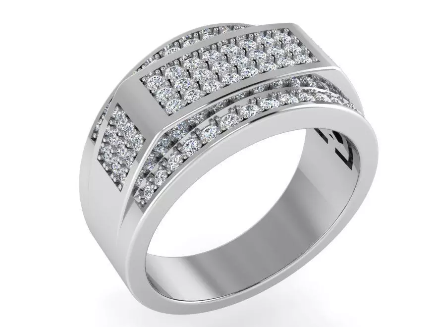 3-Row French Pave Ring 3237 3D print model 3D print model_0
