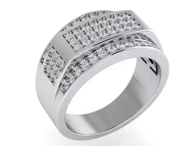 3-Row French Pave Ring  3237 3D print model 
