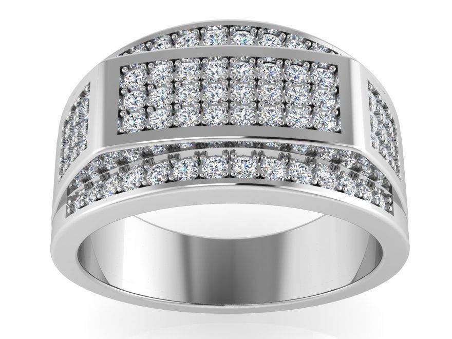 3-Row French Pave Ring 3237 3D print model 3D print model_2