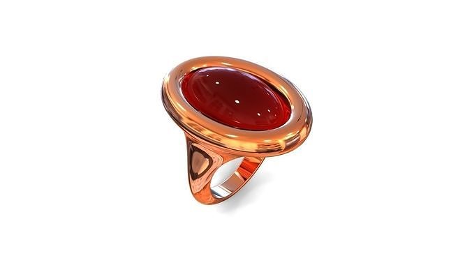 YD149 rose gold ring with carnelian stone 3D print model