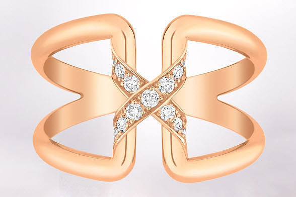 YD151 rose gold ring with diamonds 3D print model