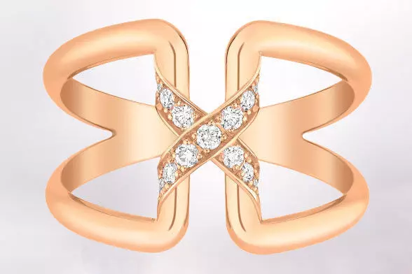YD151 rose gold ring with diamonds 3D print model