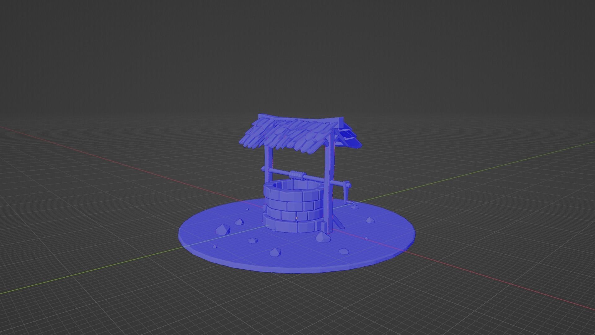 Low Poly Well Model water with roof Low-poly 3D model_6
