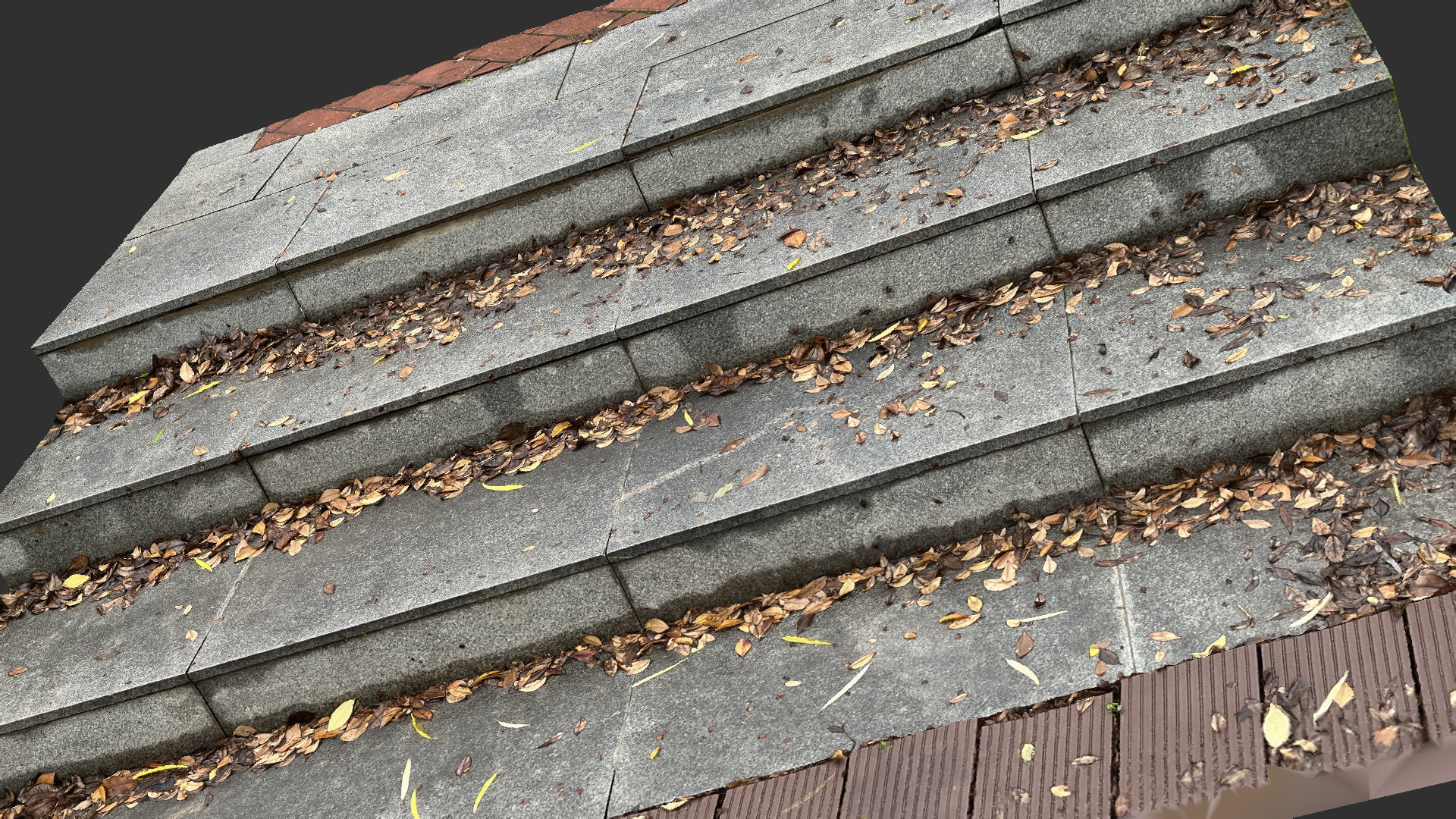 Steps with leaves in the park 3d scan 3D model_5