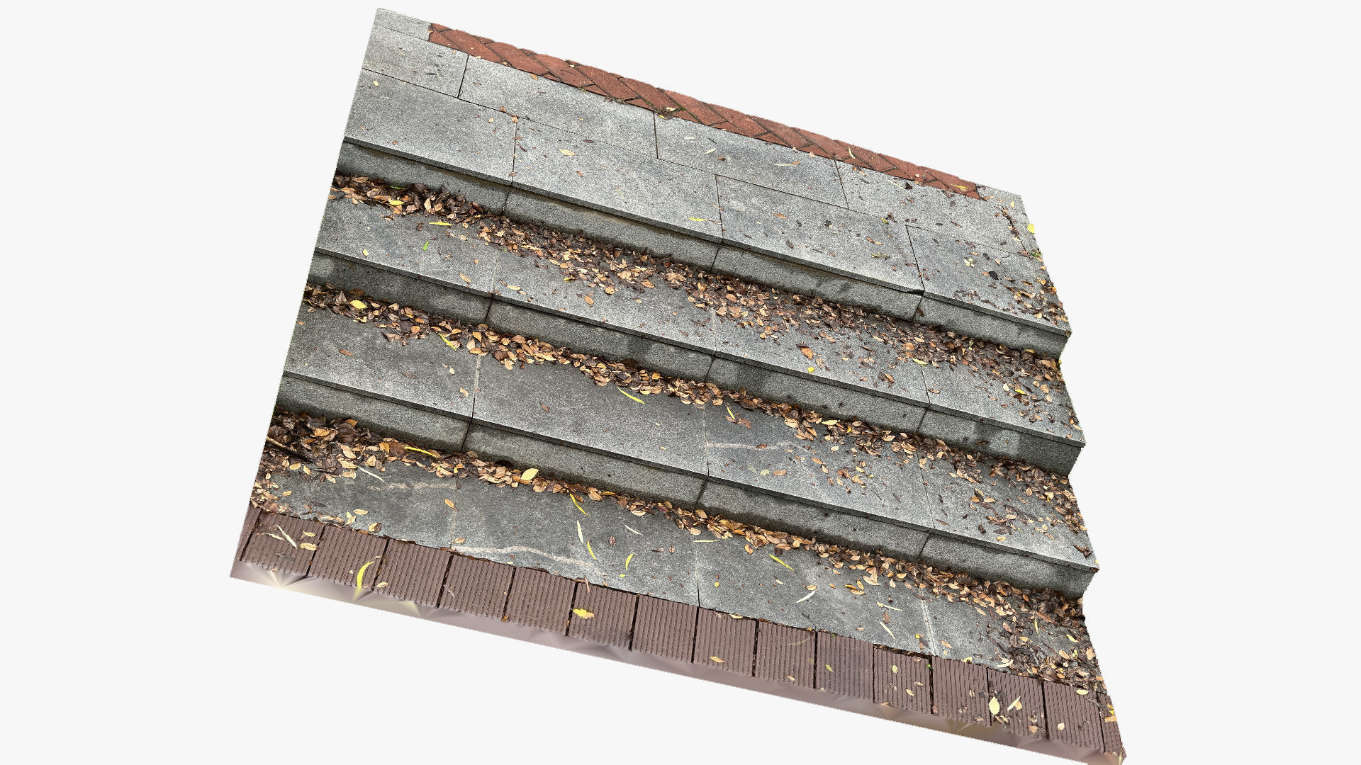 Steps with leaves in the park 3d scan 3D model_2