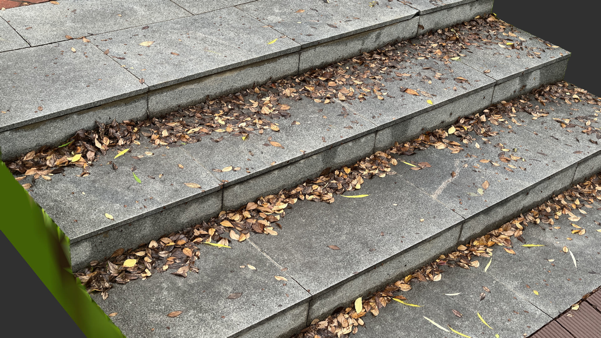 Steps with leaves in the park 3d scan 3D model_6