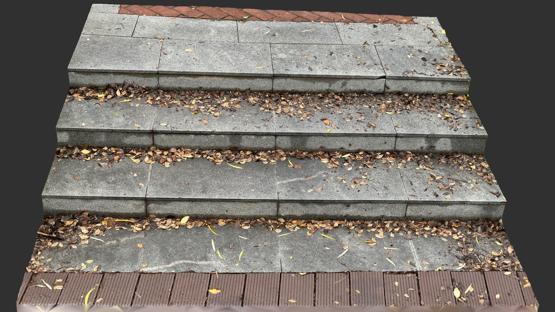Steps with leaves in the park 3d scan 3D model_8