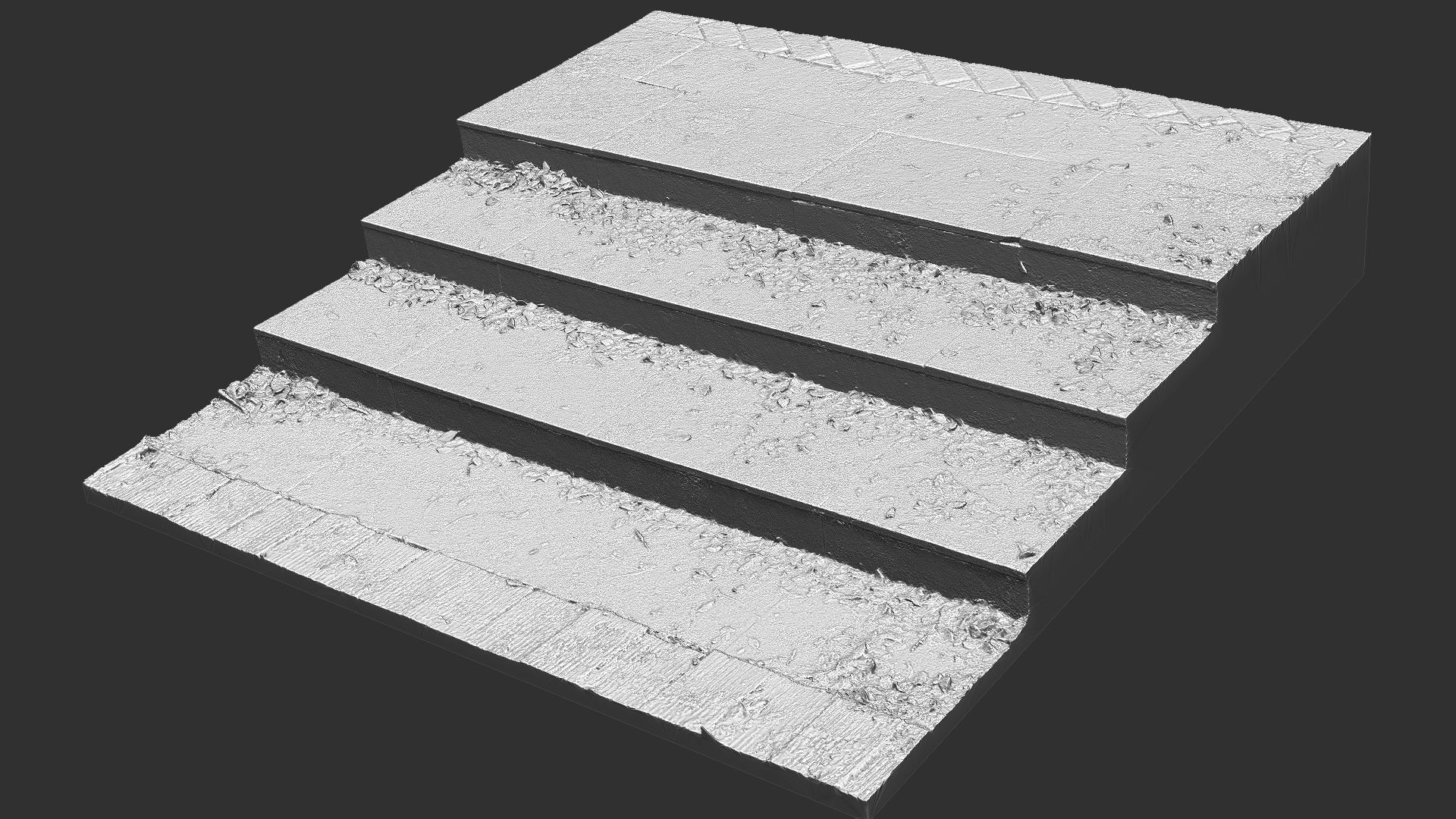 Steps with leaves in the park 3d scan 3D model_4