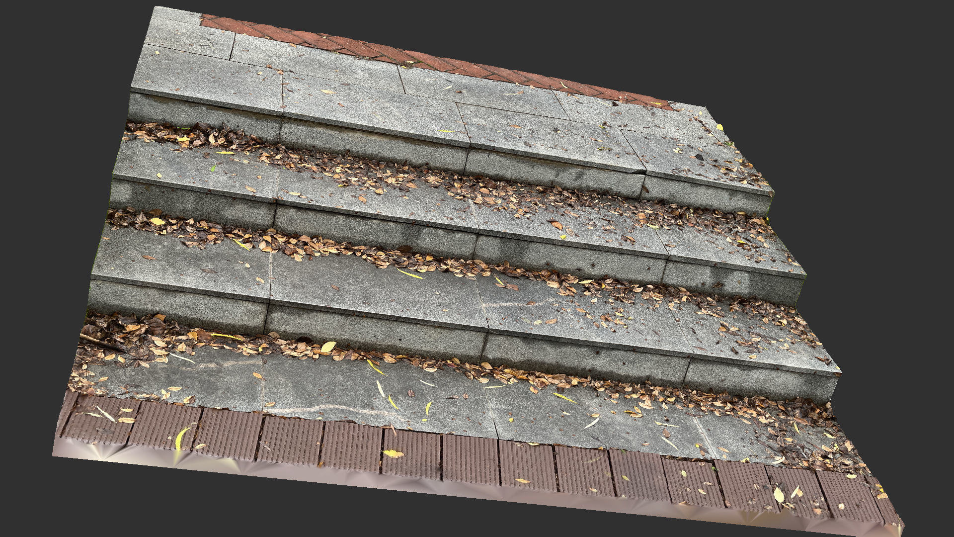 Steps with leaves in the park 3d scan 3D model_7