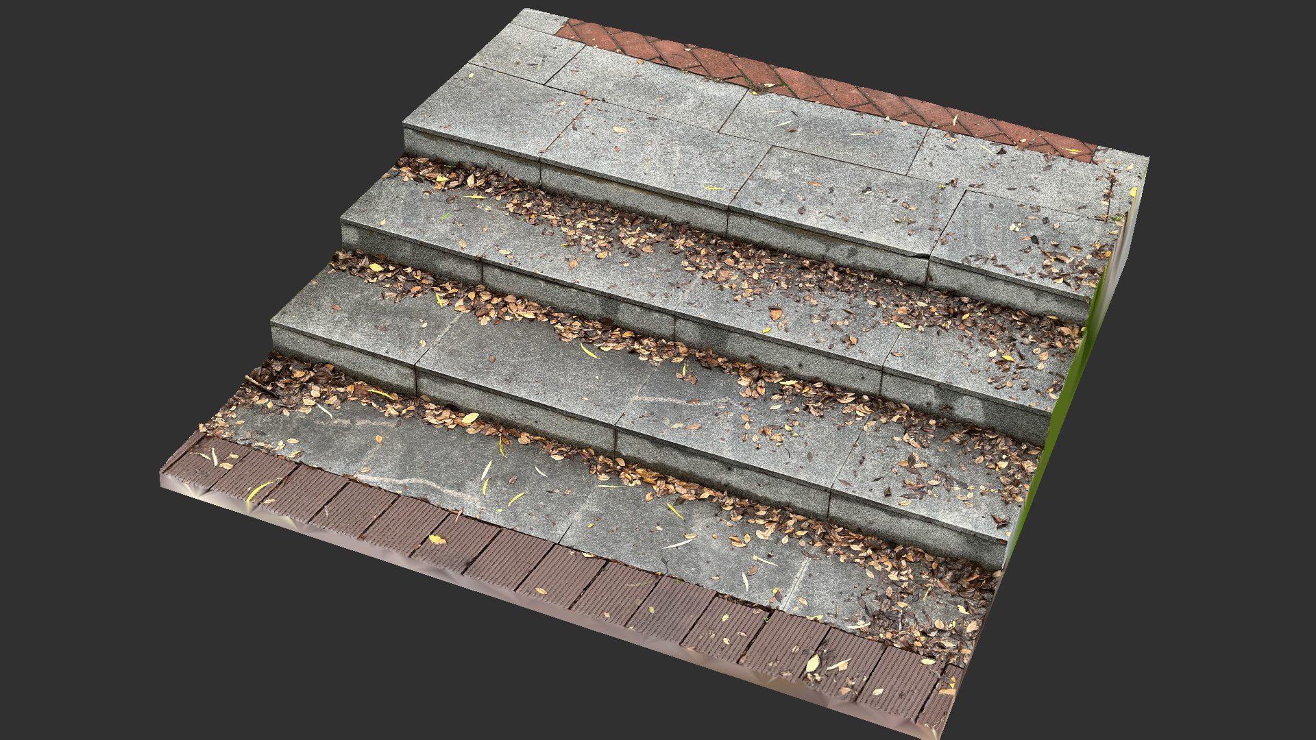 Steps with leaves in the park 3d scan 3D model_16