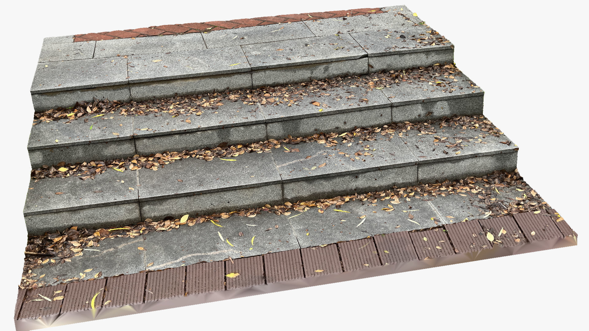 Steps with leaves in the park 3d scan 3D model_15