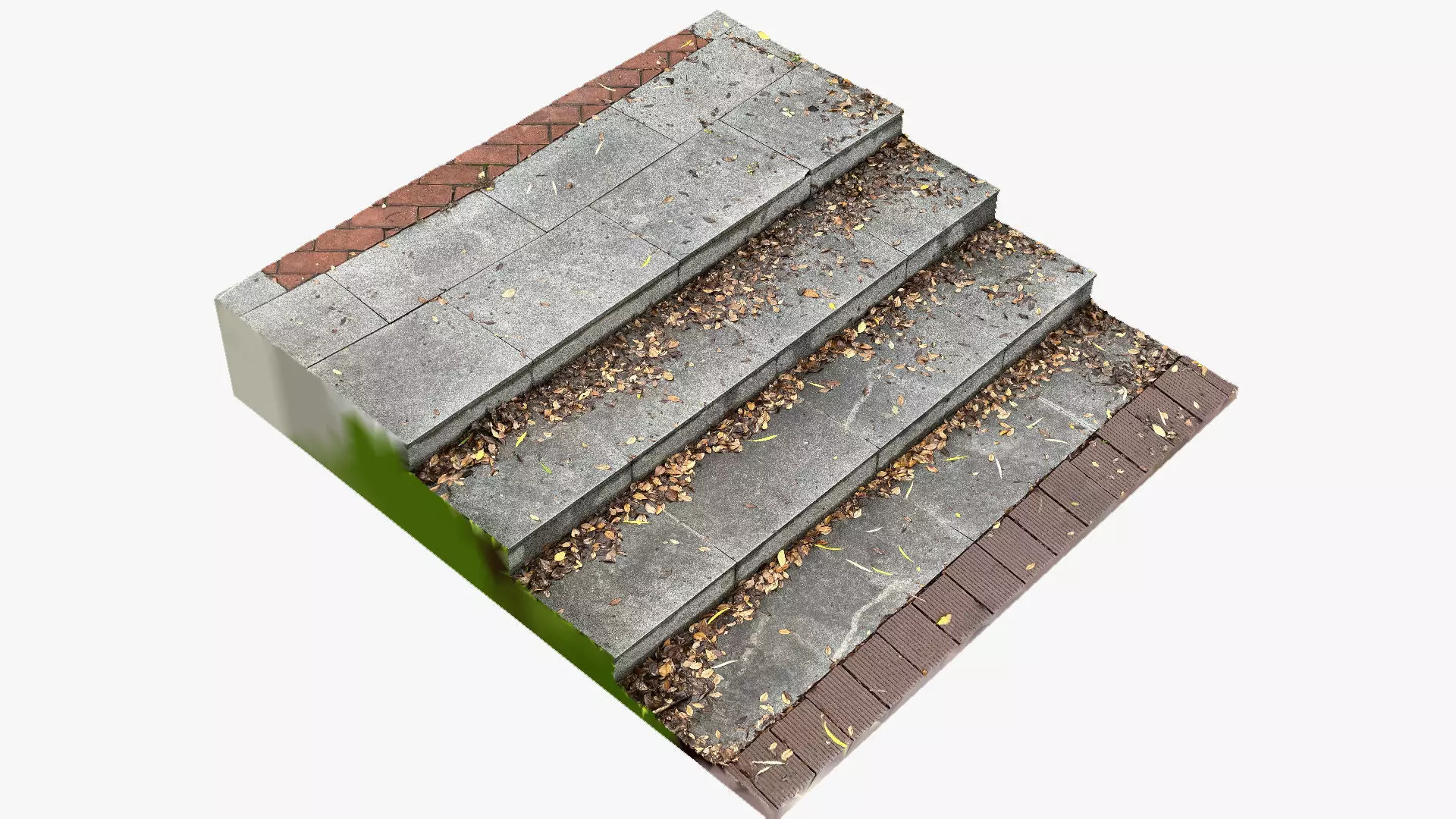 Steps with leaves in the park 3d scan 3D model_0