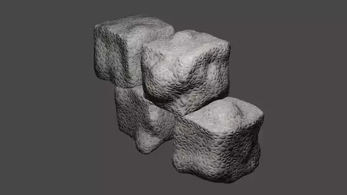 3d rocks three stone blocks