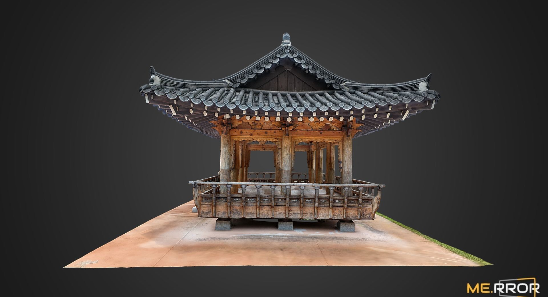 Korean Pavillion Low-poly 3D model_2