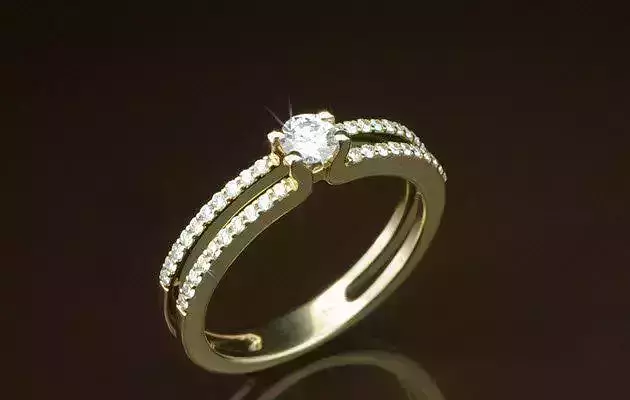 YD157 gold engagement ring with diamonds