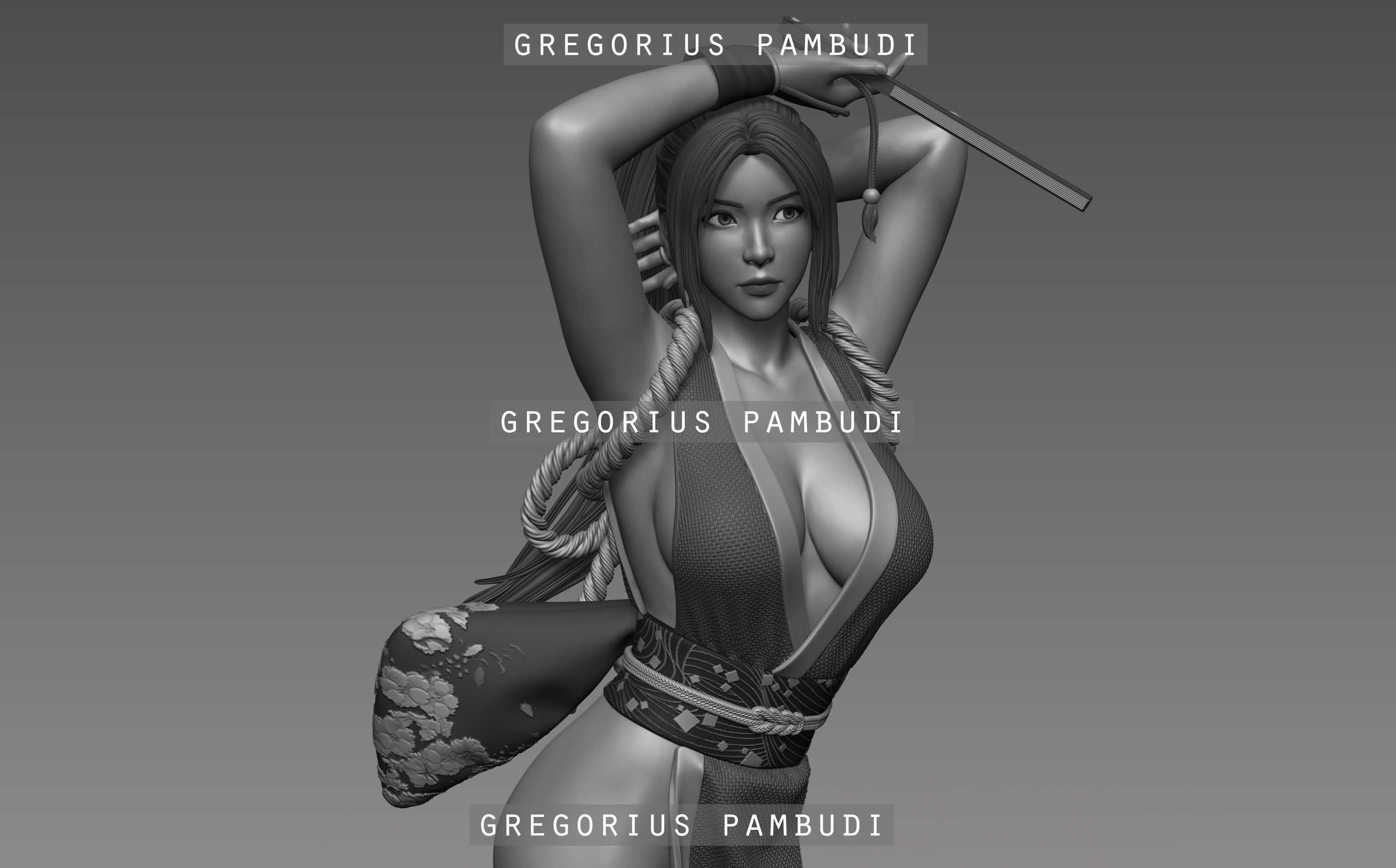 Mai Shiranui King of Fighters Fan Art Statue 3d Printable 3D print model_21