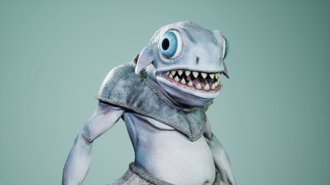Gecko warrior Low-poly 3D model